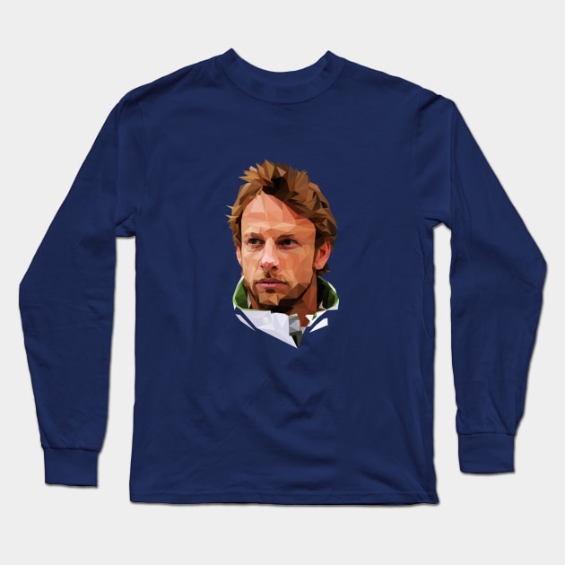 Jenson Button low poly Long Sleeve T-Shirt by pxl_g